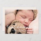 Faire-part Simple script Accueil photo bébé naissance (Devant / Derrière)