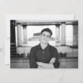 Faire-part Simple Script Bleu Bleu Photo Graduation (Dos)