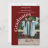 Faire-part Simple script burgundy double graduation (Devant)