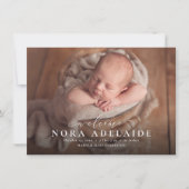 Faire-part Simple script de bienvenue photo naissance (Devant)