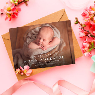 Faire-part Simple script de bienvenue photo naissance