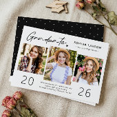 Faire-part Simple Script de fin d'études 3 Collage de photos 