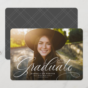 Faire-part Simple script diplômé graduation horizontale