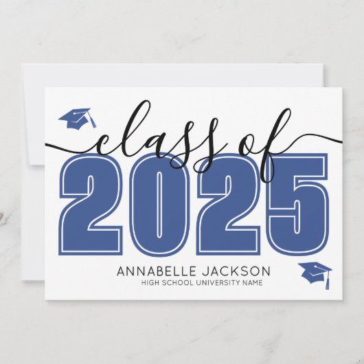 Faire-part Simple Script Graduate Photo Blue Graduate (Devant)