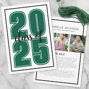 Faire-part Simple Script Graduate Photo Green Graduate