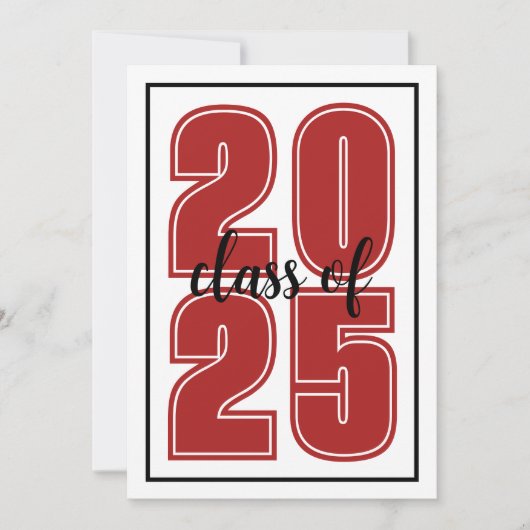 Faire-part Simple Script Graduate Photo Red Graduation (Devant)