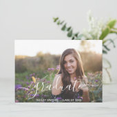 Faire-part Simple Script Moderne 2 Photo Remise des diplômes (Debout devant)