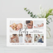 Faire-part Simple Script moderne Bébé Photo Collage Naissance (Debout devant)