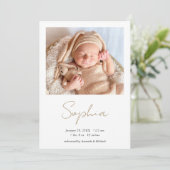 Faire-part Simple stylish moderne Script garçon ou fille nais (Debout devant)