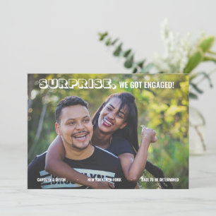 Faire-part Simple Surprise Photo, Nous Nous Sommes Engagés Fi