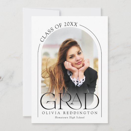 Faire-part Simple typographie d'arc moderne Photo Grad (Devant)