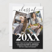 Faire-part Simple White Black Ombre Graduation Photo Collage (Devant)