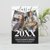 Faire-part Simple White Black Ombre Graduation Photo Collage (Debout devant)