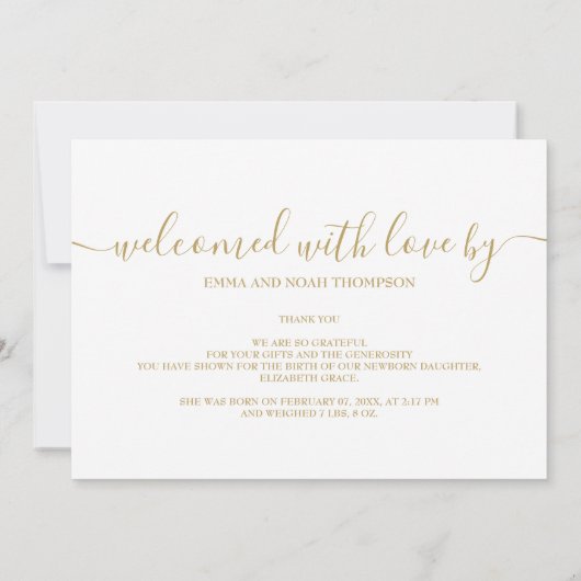 Faire-part Simplement Élégant Script Love Baby Photo Birth (Dos)