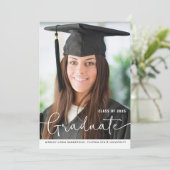 Faire-part Simples Modernité Script Photo Graduation (Debout devant)