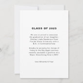 Faire-part Simples Modernité Script Photo Graduation (Dos)