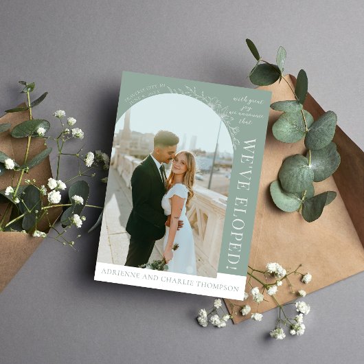 Faire-part Simplicité Florale 1 Elopement Moderne Vert