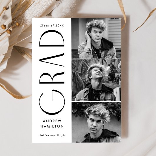 Faire-part Simplicité moderne 3 Photo Collage Graduation