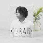 Faire-part Simplicité moderne Black Photo Graduation (Debout devant)