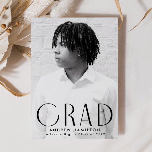 Faire-part Simplicité moderne Black Photo Graduation