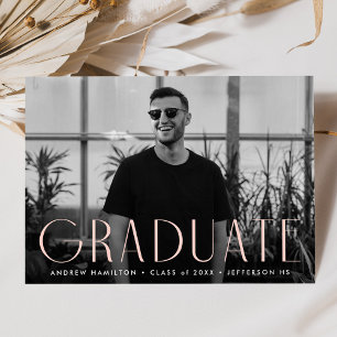 Faire-part Simplicité moderne Blush Pink Photo Graduation