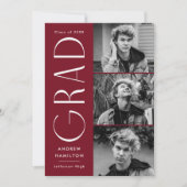 Faire-part Simplicité moderne Bourgogne 3 Diplôme photo (Devant)