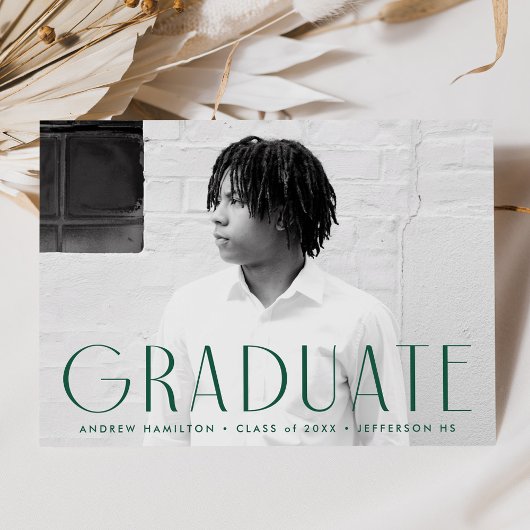 Faire-part Simplicité moderne Green Photo Graduation