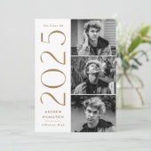 Faire-part Simplicité moderne laiton 3 Photo 2025 Graduation (Debout devant)