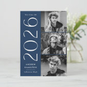 Faire-part Simplicité moderne Marine 3 Photo 2025 Graduation (Debout devant)