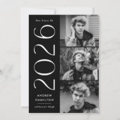 Faire-part Simplicité Moderne Noir 3 Photo 2026 Diplômé (Devant)