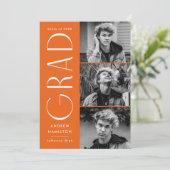 Faire-part Simplicité moderne Orange 3 Diplôme photo (Debout devant)