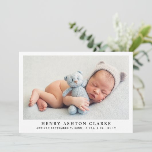 Faire-part Simply Elegant Baby Boy Photo Collage Birth (Debout devant)