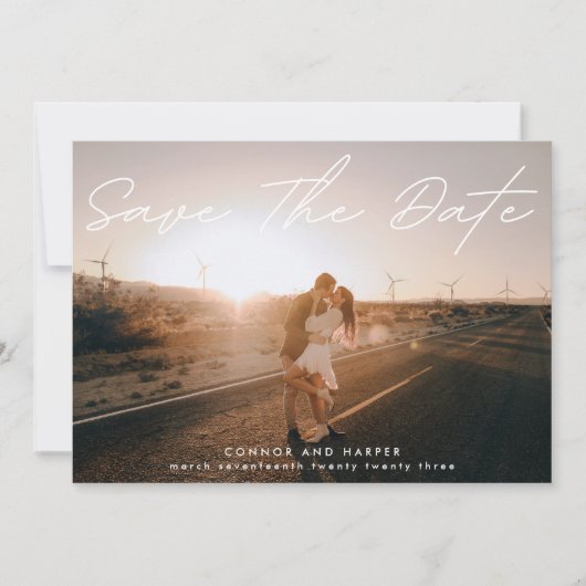 Faire-part Simply Elegant Photo White Text Save The Date (Devant)