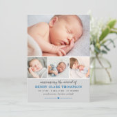 Faire-part Simply Sweet Grey Baby Boy Photo Collage Birth (Debout devant)
