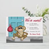 Faire-part Singe mignon à la porte - Annonces de déménagement (Debout devant)