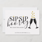 Faire-part Sip Sip Hooray We got Engagé Photo Enregistrer la  (Devant)