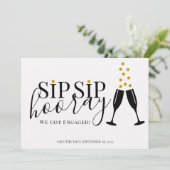 Faire-part Sip Sip Hooray We got Engagé Photo Enregistrer la  (Debout devant)
