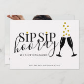 Faire-part Sip Sip Hooray We got Engagé Photo Enregistrer la  (Devant / Derrière)