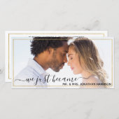 Faire-part Site Simple Elegant Noir & Or Juste Marié (Devant / Derrière)