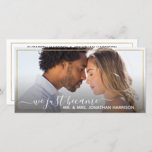 Faire-part Site Simple Elegant Or Juste Marié (Devant / Derrière)