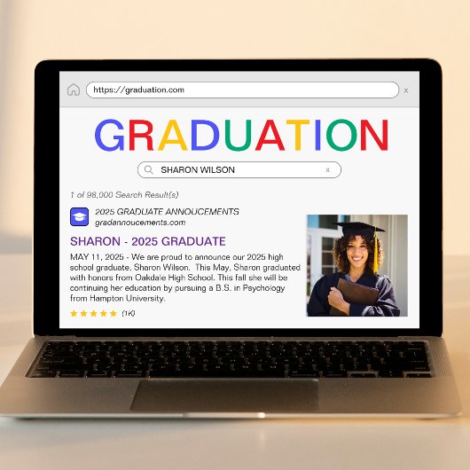 Faire-part Site Web Recherche Résultat Graduation