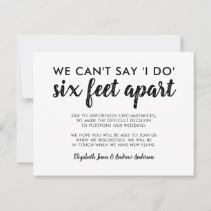 Faire-part Six Feet Apart Changement de Date Mariage Typograp