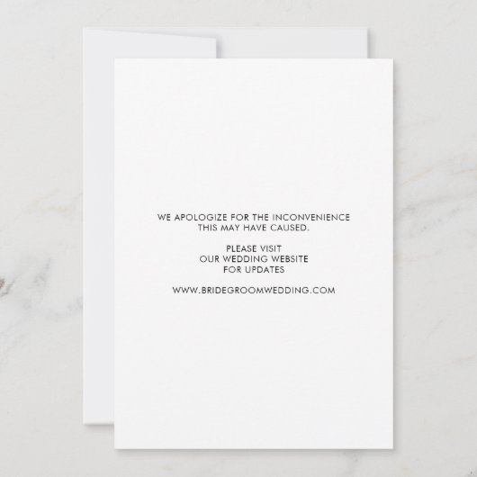 Faire-part Six Feet Apart Reporté Changement Date Photo Maria (Dos)