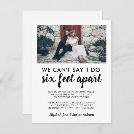 Faire-part Six Pieds En Dehors Reporté Changement Date Mariag (Devant / Derrière)