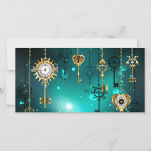 Faire-part Skeleton Keys on Green Background