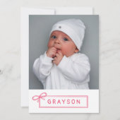 Faire-part Sketted Pink Bow Welcome Baby Girl (Devant)