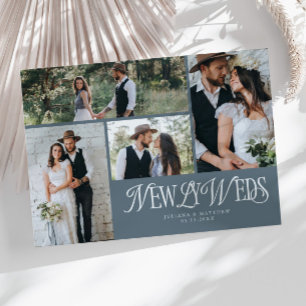 Faire-part Slate Blue Newlyweds Multi Photo Mariage