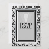 Faire-part Smoking noir, argent et blanc  r.s.v.p (Devant)