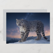 Faire-part Snow Leopard Wild Majestic Animal A Starry Galaxy (Devant / Derrière)