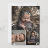 Faire-part Snowflakes d'hiver Nom Signature Script Nouveau bé (Dos)